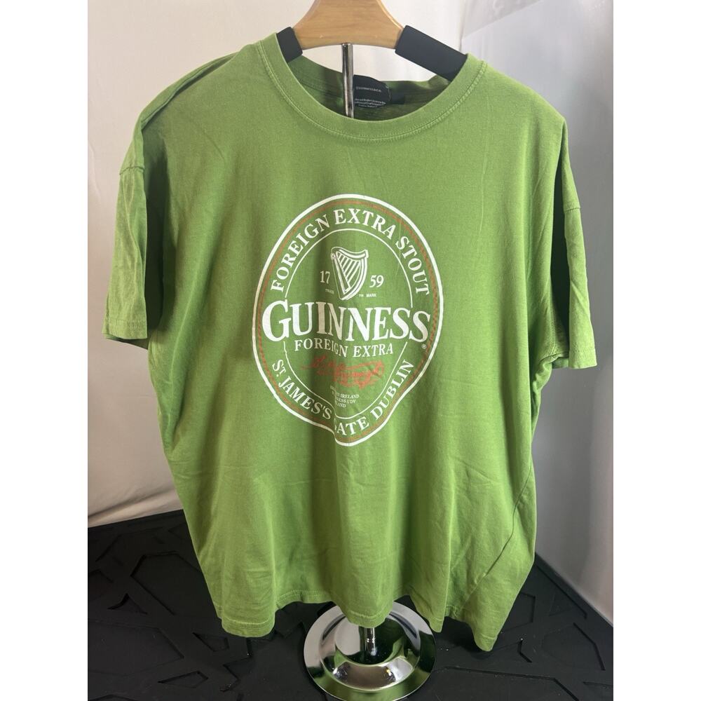 Guinness Foreign Extra Stout T Shirt Green Graphic Logo Tee Mens Large Relaxed